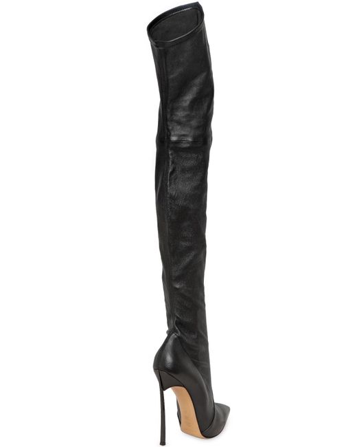 Casadei Black 120Mm Over The Knee Leather Boots