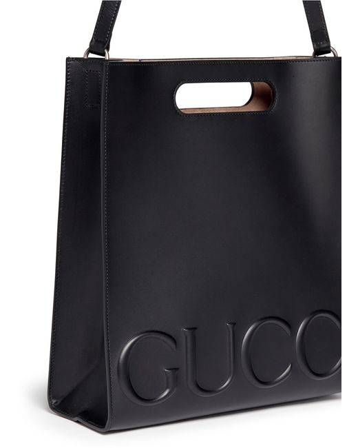 Gucci ' Xl' Large Logo Embossed Tote in Black | Lyst