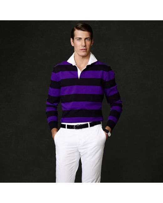 Ralph Lauren Purple Label Purple Striped Pima Cotton Rugby for men