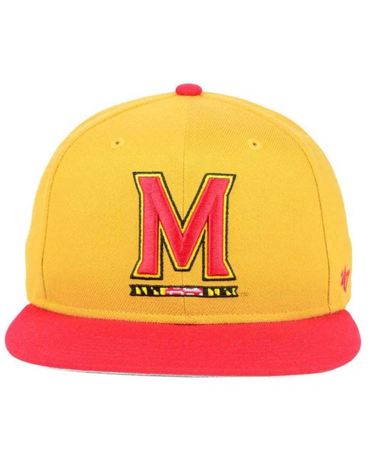 47 Brand Yellow Maryland Terrapins Sure Shot Snapback Cap for men
