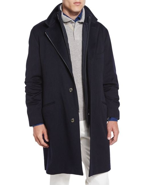 Loro piana Martingala Cashmere Storm System Coat in Blue for Men (NAVY ...