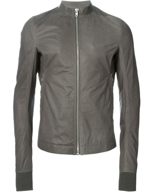 Rick Owens Gray Kangaroo Leather Jacket for men