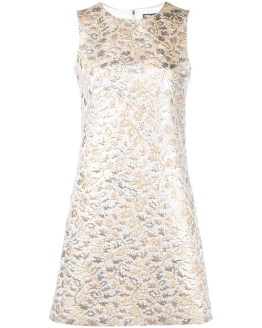 Dolce & Gabbana Metallic A-line Brocade Dress