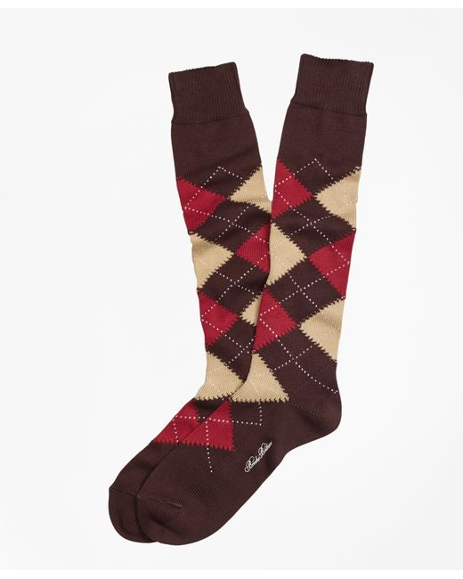 Brooks brothers Argyle Overthecalf Socks in Brown for Men Lyst
