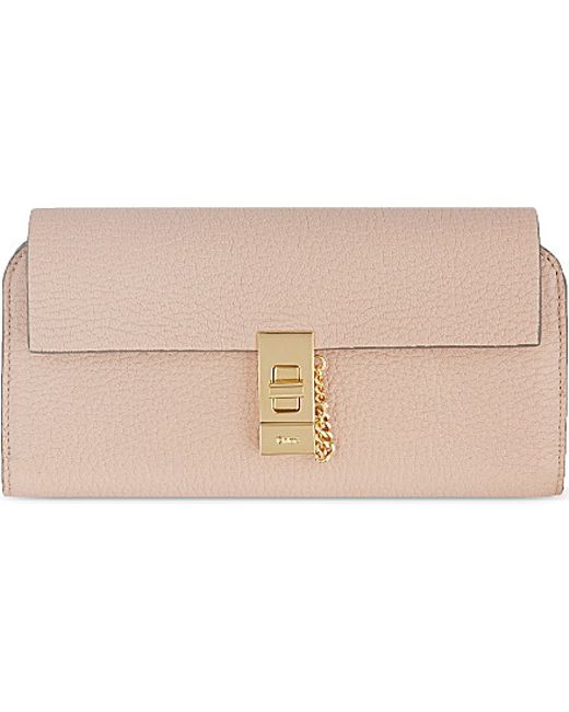 Chlo Drew Lamb Leather Wallet in Beige (Cement pink) | Lyst