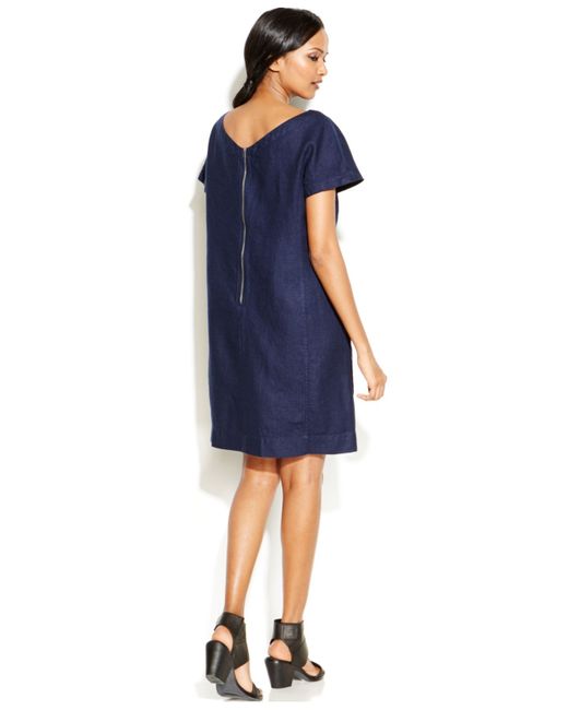 chinese dress ladies Striped Crinke Organic Linen Dress  Eileen Fisher Renew