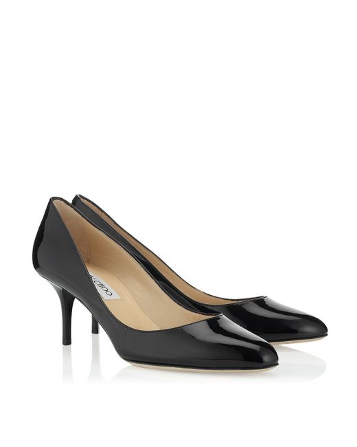Jimmy Choo Patent Leather Round Toe Pumps in Black | Lyst
