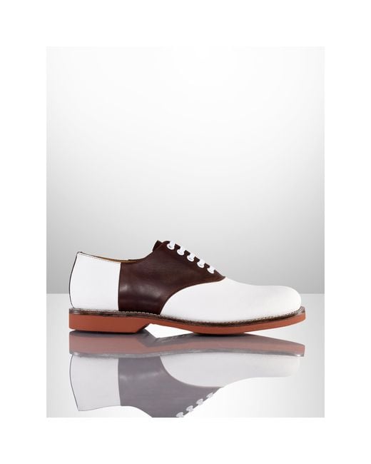 Ralph Lauren Henley Ii Saddle Shoe in White/Brown (White) for Men | Lyst