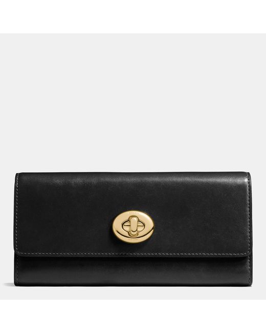 COACH Black Turnlock Slim Envelope Wallet In Smooth Leather