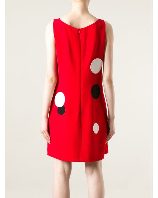 Boutique Moschino Applique Polka Dot Dress in Red Lyst