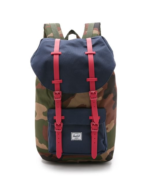 Herschel Supply Co. Green Little America Backpack - Woodland Camo/Navy/Red
