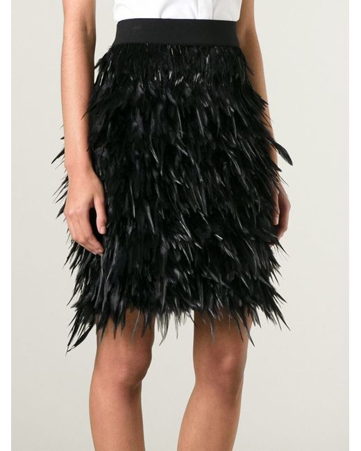 DKNY Feather Skirt in Black | Lyst