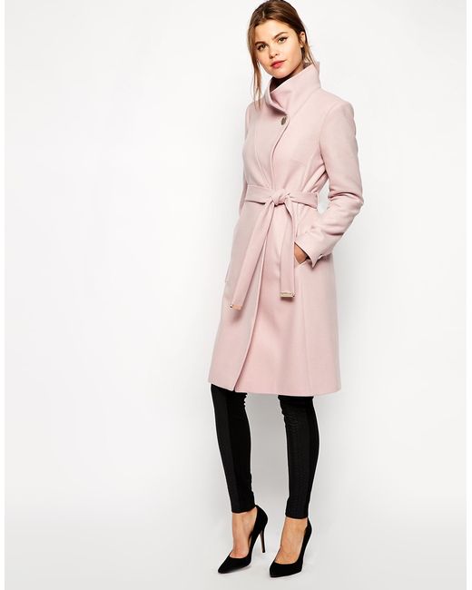 Ted Baker Belted Wrap Coat In Pale Pink | Lyst Canada