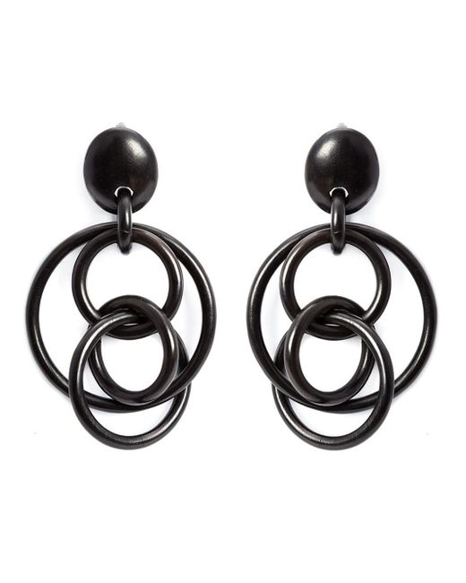Monies Black Large Linked Hoops Clip On Earrings