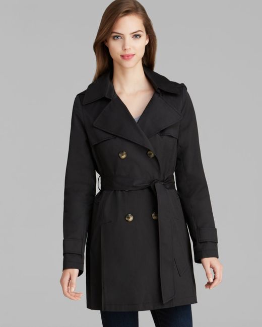 dkny black hooded mac