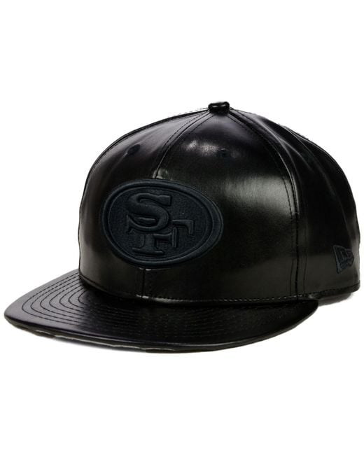 KTZ San Francisco 49Ers Faux-Leather Black On Black 9Fifty Snapback Cap for  Men