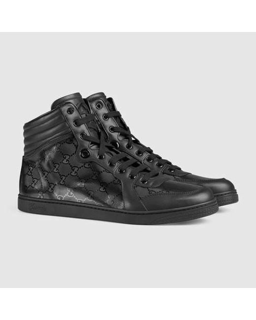 Black gucci high top sneakers hot sale