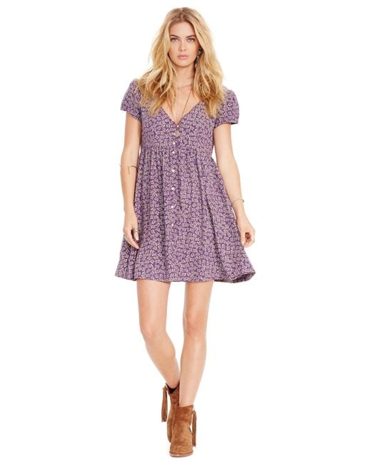 Denim & Supply Ralph Lauren Floral Print Button-front Dress in Purple | Lyst