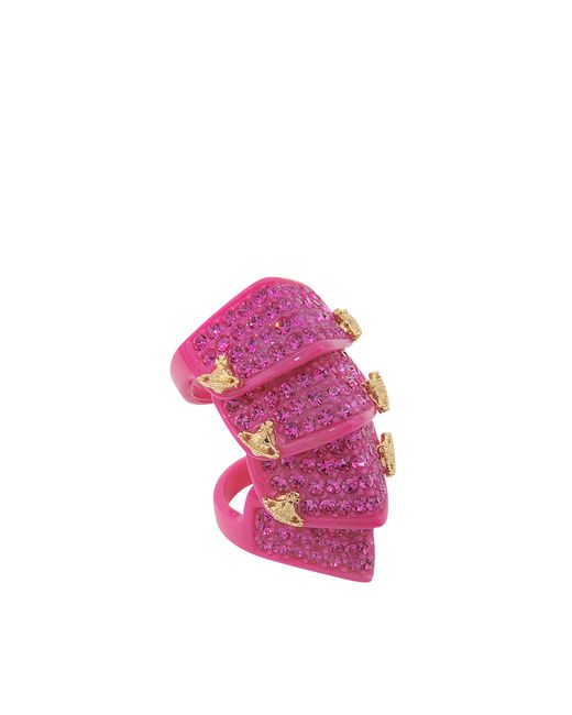 Vivienne Westwood Red Pave Resin Armour Ring