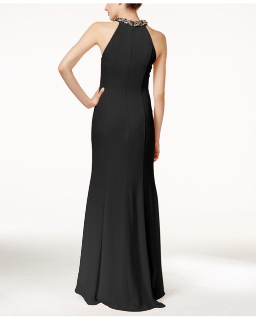 Calvin klein draped chiffon halter gown online