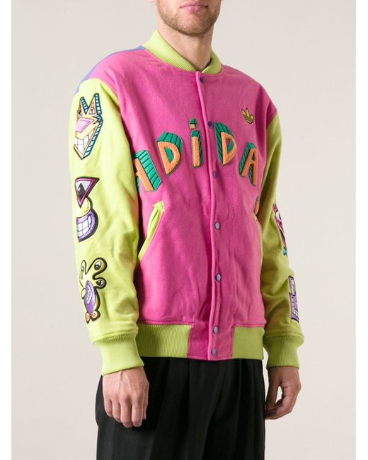 adidas Jeremy Scott Embroidered Bomber Jacket in Pink for Men | Lyst