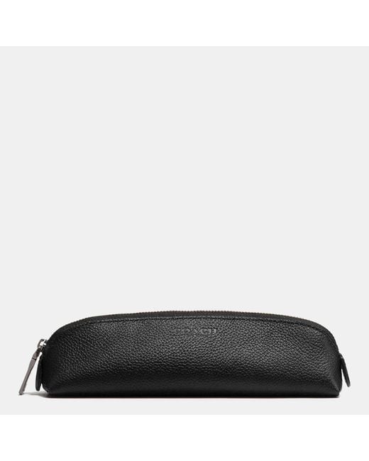 COACH Black Pencil Case In Refined Pebble Leather for men