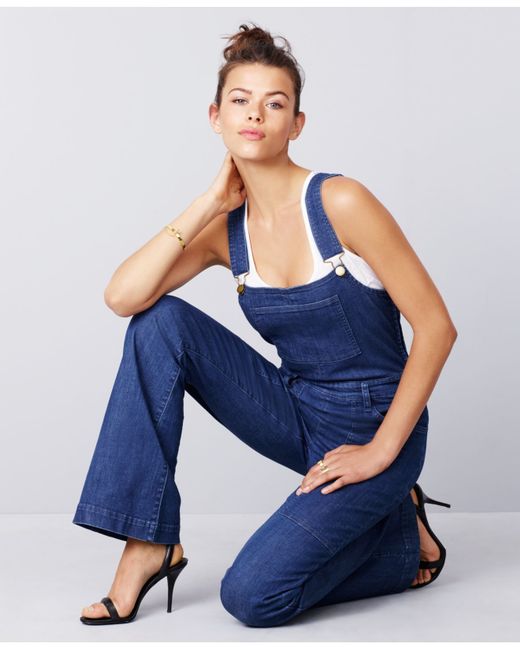 RACHEL Rachel Roy Bell bottom Denim Overalls in Blue Lyst