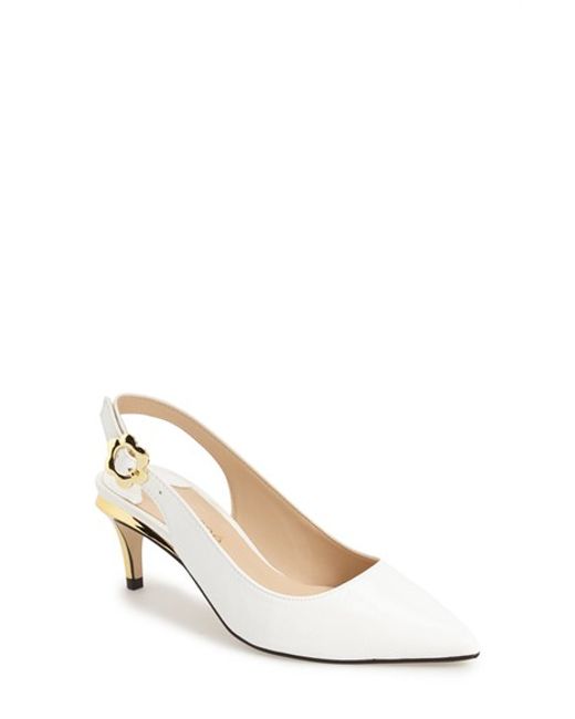 J. reneé Pearla Patent-Leather Slingback Pumps in White | Lyst