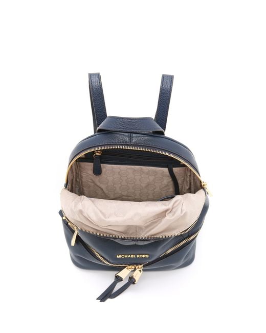 Michael Kors Rhea Medium Navy Blue Backpack Purse Soft Pebbled Leather w/ Gold s_wp_62781d64bcbb5290b9f6fc69.webp main image 2