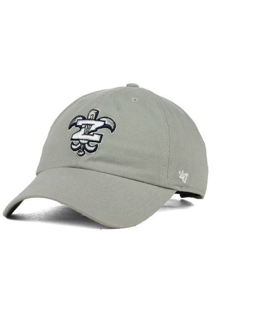 47 Brand Gray New Orleans Zephyrs Clean Up Cap for men