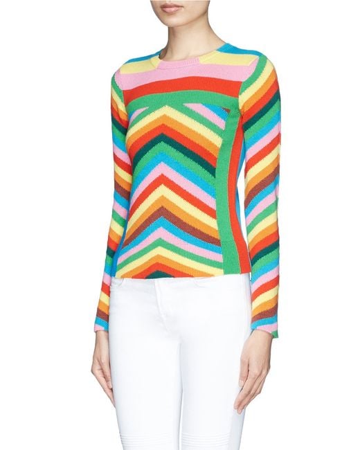 Valentino 1973 chevron stripe cashmere sweater on sale