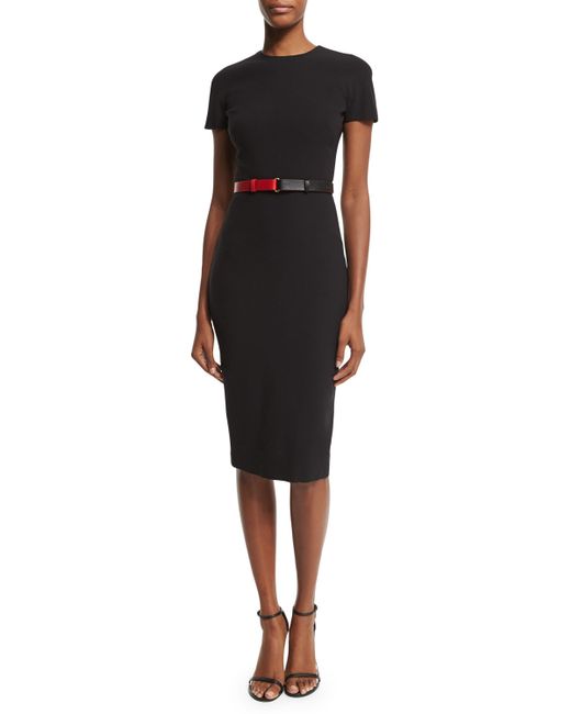 beckham sleeve belted t shirt dress in black lyst beckham sleeve belted t shirt dress in black lyst