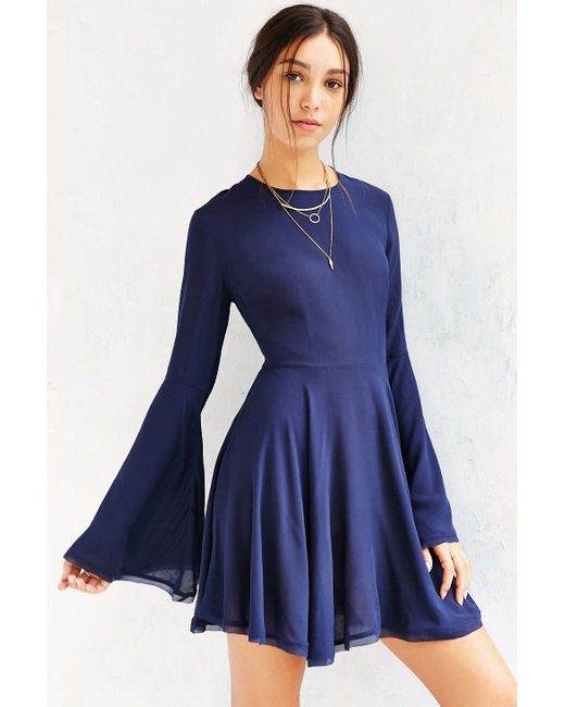 Ecote Blue Sascha Bell Sleeve Dress