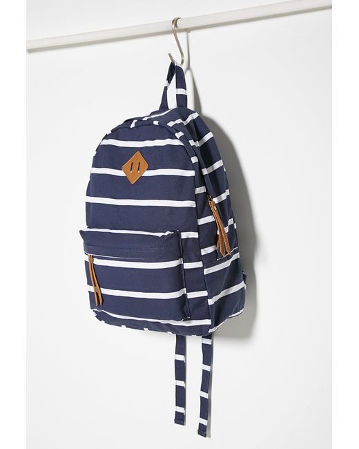 Blue and white striped backpack Clearance