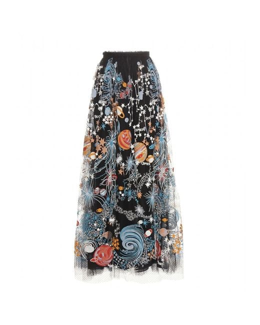 Valentino Embroidered Tulle Skirt in Blue | Lyst