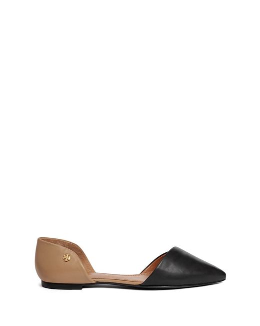 Tory Burch Viv Leather D'orsay Flats in Black | Lyst