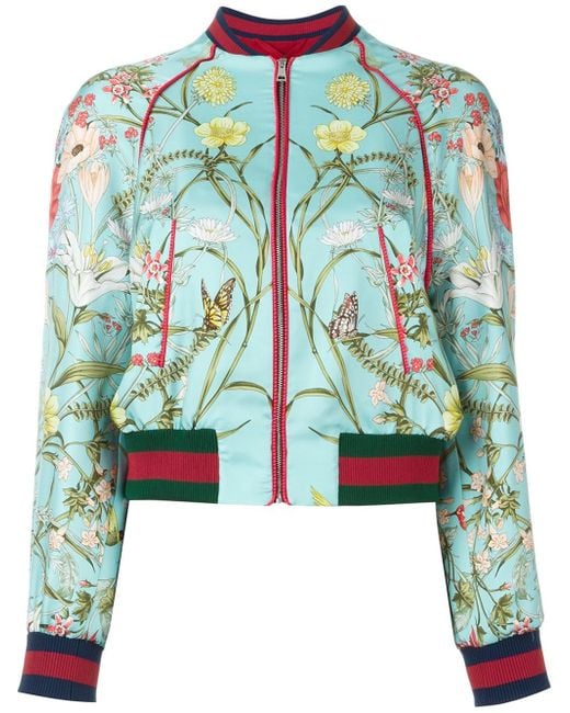 Gucci 'acid Bloom' Bomber Jacket in Green | Lyst