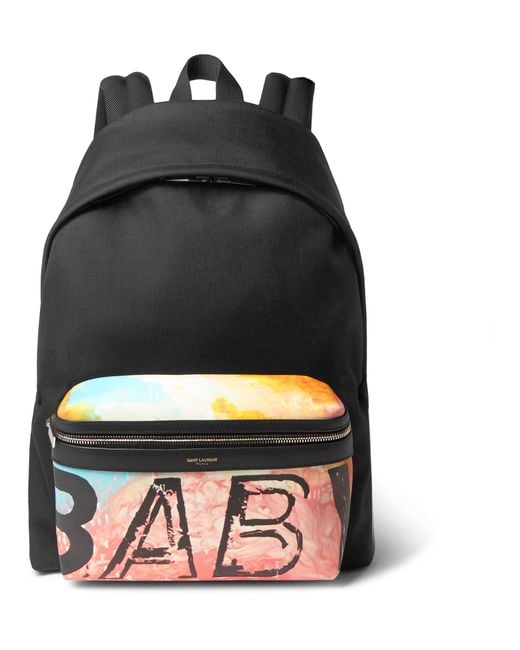 Saint Laurent Black Hunting Baby-print Leather Backpack for men