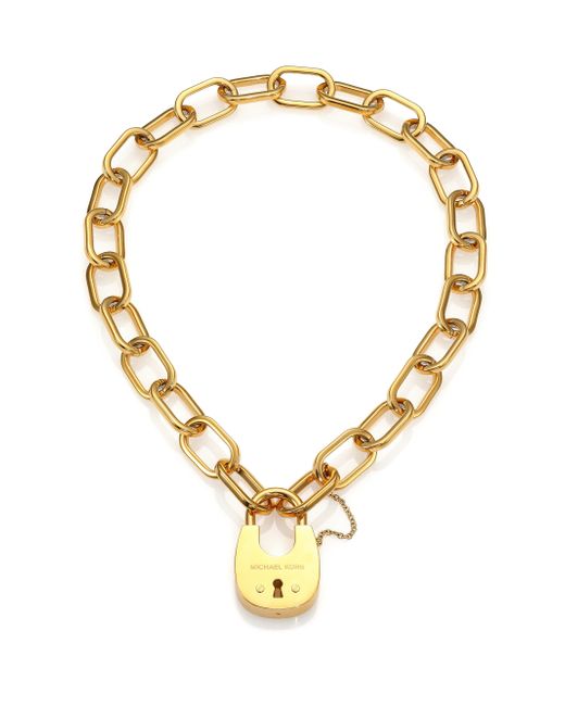 michael kors gold lock necklace