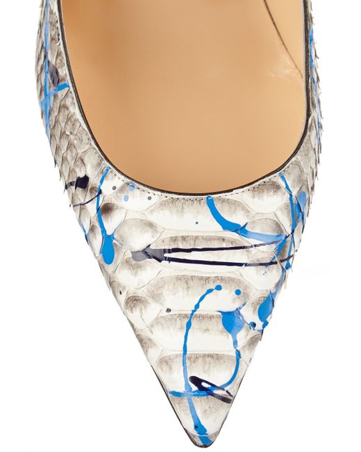 Christian louboutin D��collet�� 100 Painted Python Pumps in Blue | Lyst  