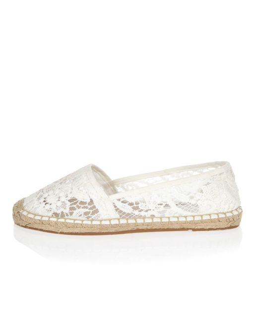 River Island White Lace Espadrille Shoes