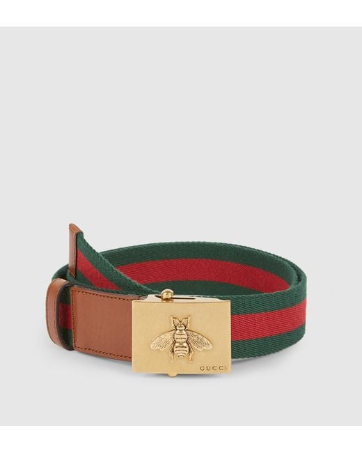 Gucci Multicolor Canvas Web Belt With Bee Buckle