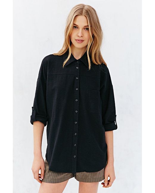 black oversized button up