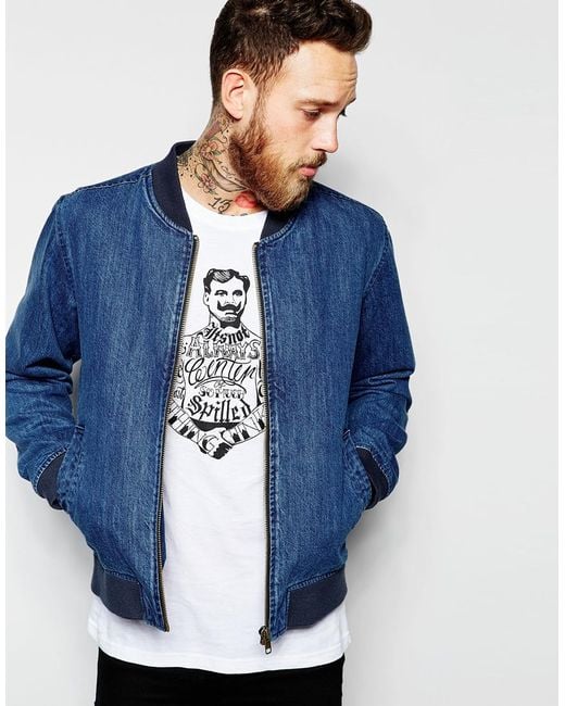 Bomber denim jacket mens sales