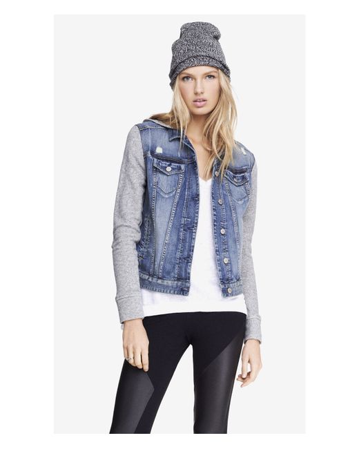 Sweatshirt Sleeve Hooded Denim Jacket 
