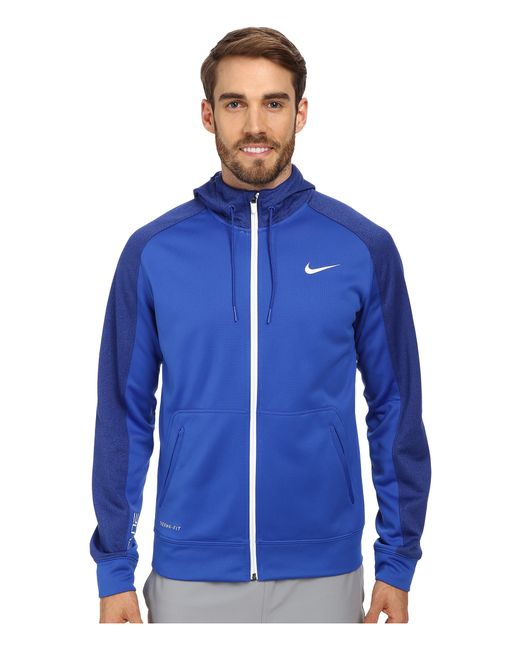 Nike Blue Elite Stripe Full-Zip Performance Fleece Hoodie for men