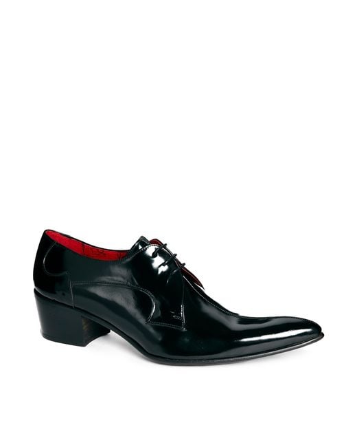 Jeffery West Black Cuban Heel Shoes for men