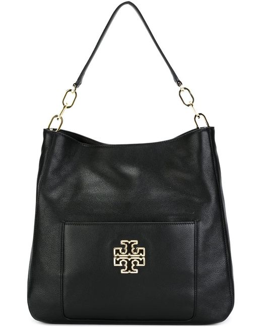 Tory Burch Black Front Pocket Hobo Tote