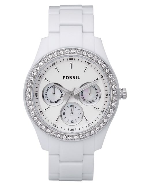 Fossil Women's Stella White Resin Bracelet Watch 37mm Es1967
