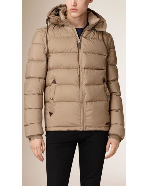 Burberry Goose Puffer Jacket With Removable Sleeves Taupe Brown for Men ...